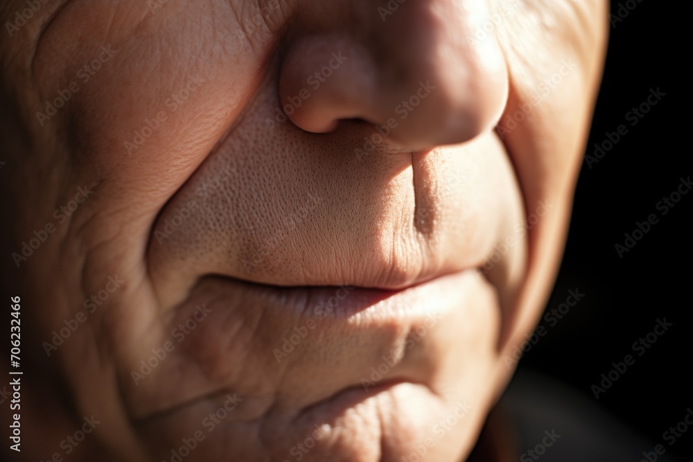 close-up of a face half-hidden by a shadow close-up of a face half-hidden by a shadow