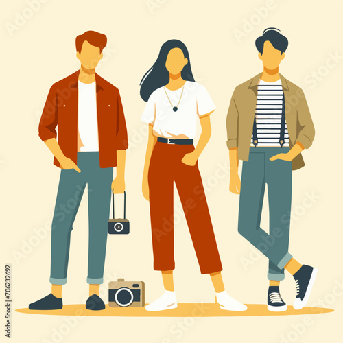 flat illustration of a person posing. people flat design illustration