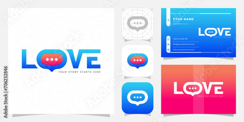 Love Chat Dating Message Minimal Lettermark Text Logo Design for Couple Communication (ID: 706232846)