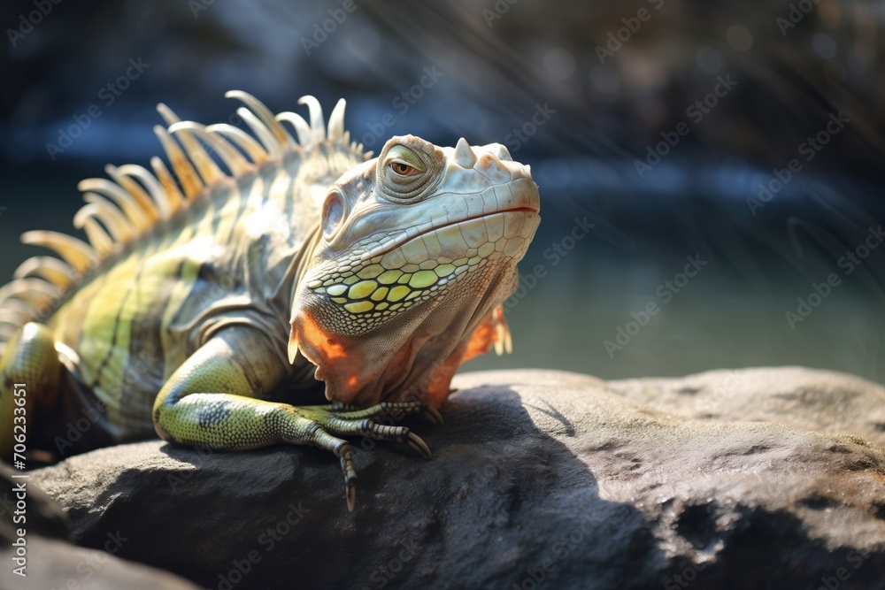 iguana sprawled on a sunlit rock iguana sprawled on a sunlit rock