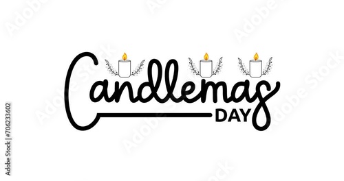 Candlemas Day text animation with alpha channel. Handwriting text calligraphy. It is great for celebrating light and hope, with origins tracing back to ancient times. Get ready to light some candles! photo