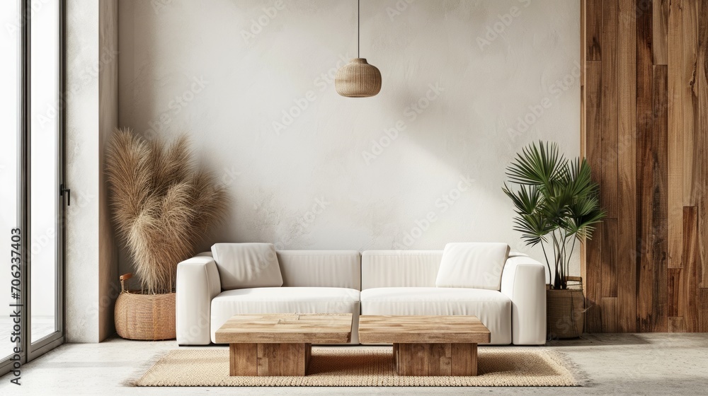Modern Minimal clean contemporary living room white walls wood ...