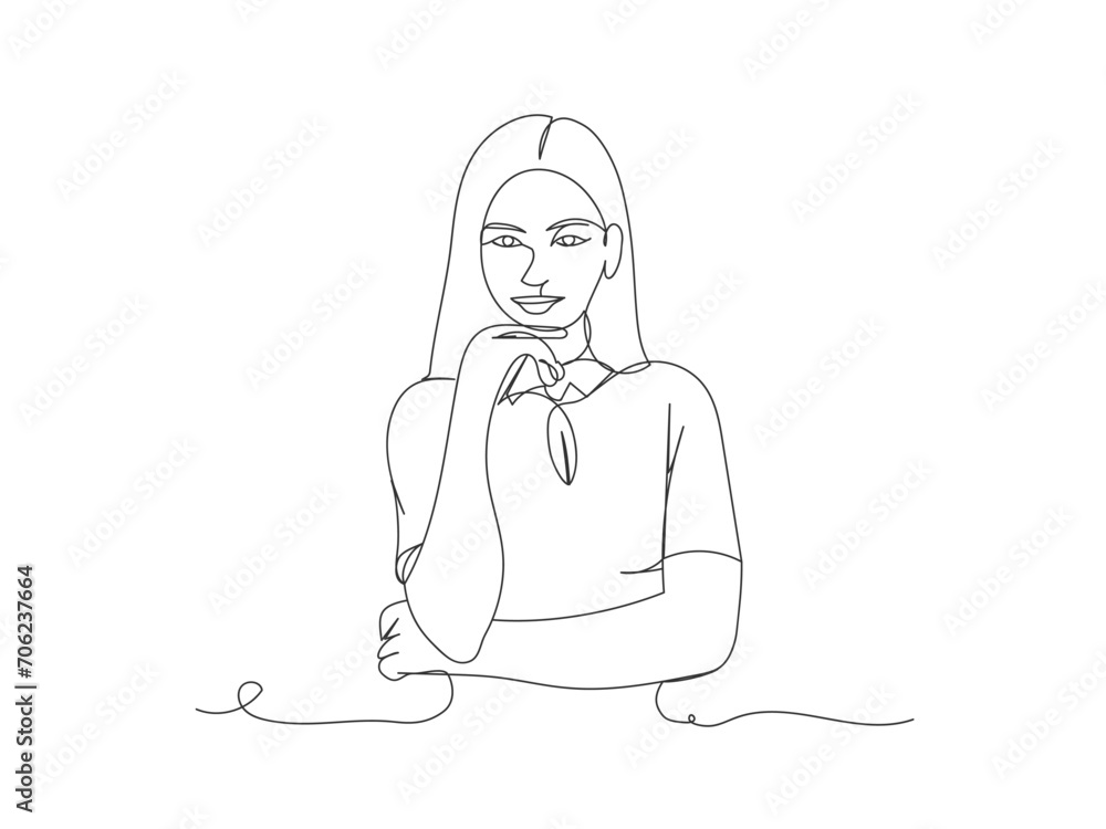 Continuous one line art woman pose isolated vector illustration. Continuous one line art woman pose isolated vector illustration.