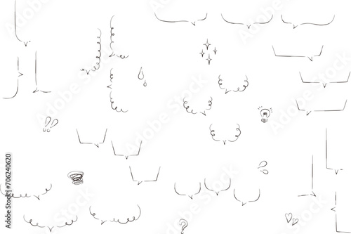 Handwritten speech bubble frame set, slim marker style

