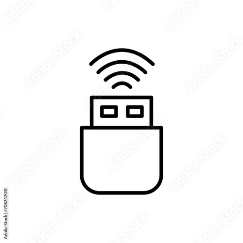 Wireless usb outline icons, minimalist vector illustration ,simple transparent graphic element .Isolated on white background