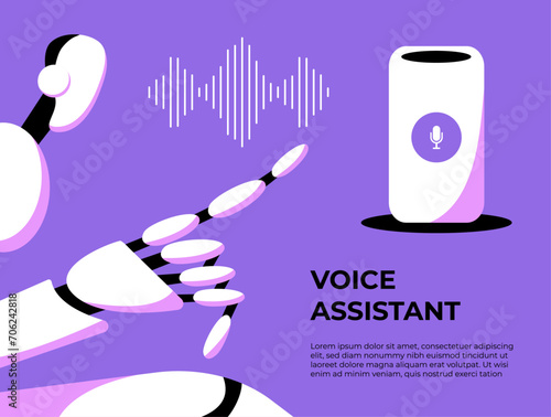 AI voice assistant. Robot with Artificial intelligence. Flat vector illustration.