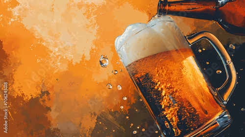 Digital Illustration of Beer Pouring into Mug photo