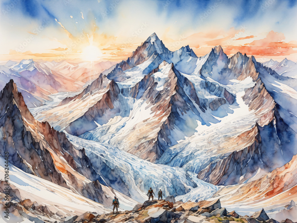 Obraz premium watercolor landscape, Generative AI