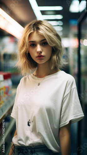 Fashion Fusion: Models Flaunting Blank White T-Shirts in Tokyo, Generative AI