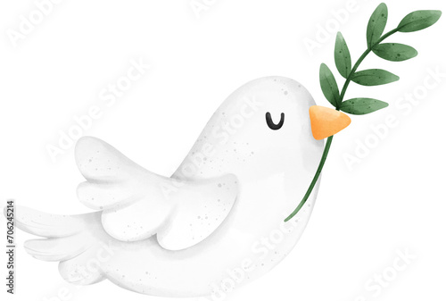 Dove with olive branch, Holy Week Catholic Tradition watercolor illustration © Ankochan Studio