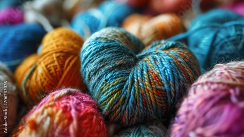 A close-up of a skein of knitting thread in pastel colors