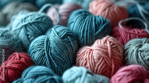 Detailed close-up capturing pastel-colored knitting thread in a skein. 