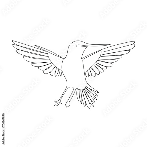 Bird  continuous one line drawing outline vector illustration