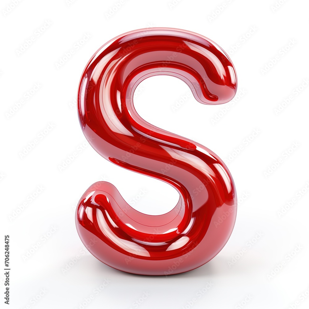 3d cartoon illustration of S word in red color 3d cartoon illustration of S word in red color
