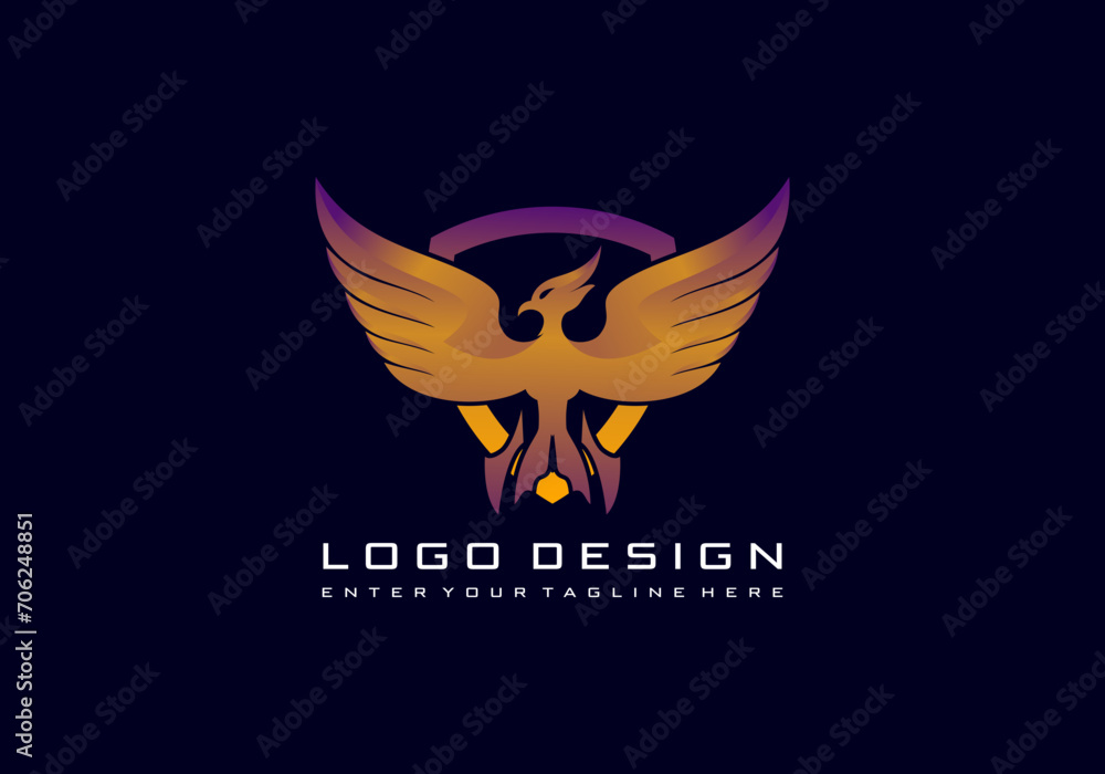 Fototapeta premium eagle owl illustration logo design