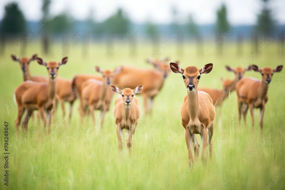 hartebeests herd with young calves in the center hartebeests herd with young calves in the center