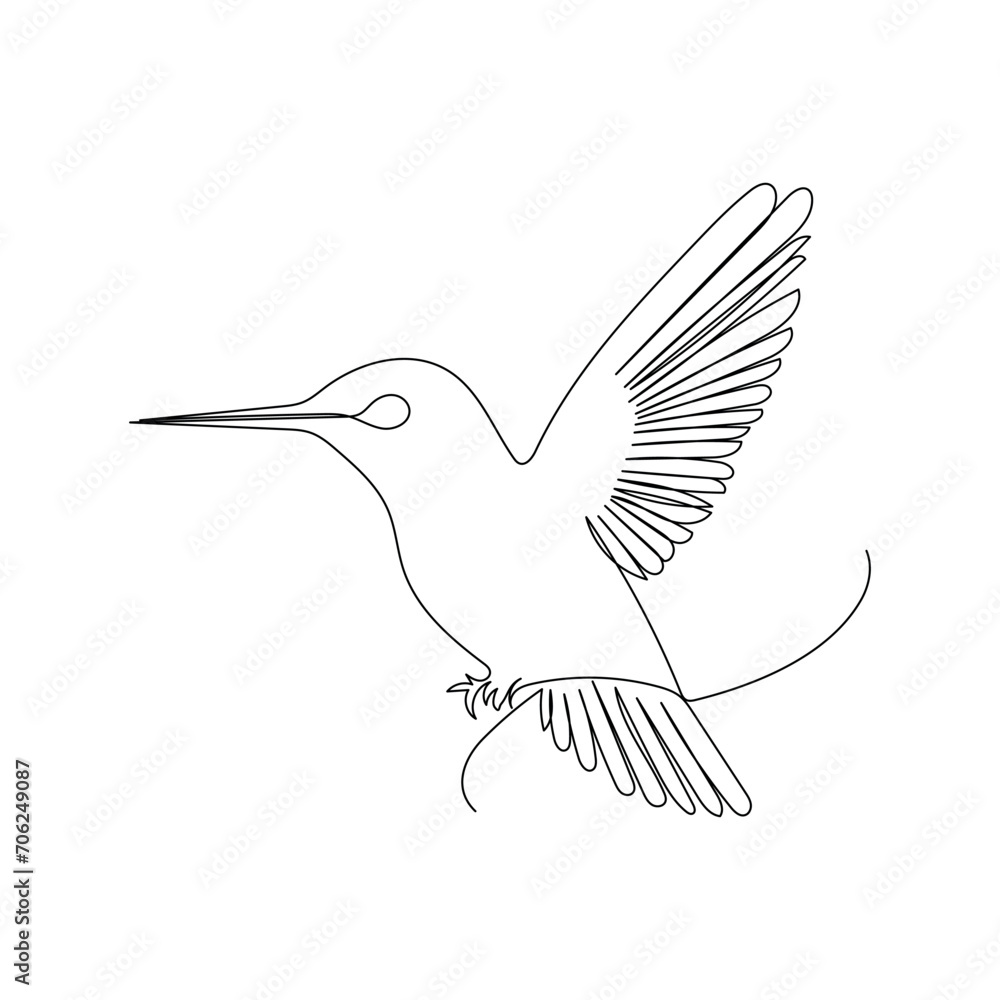 Fototapeta premium Bird continuous one line drawing outline vector illustration