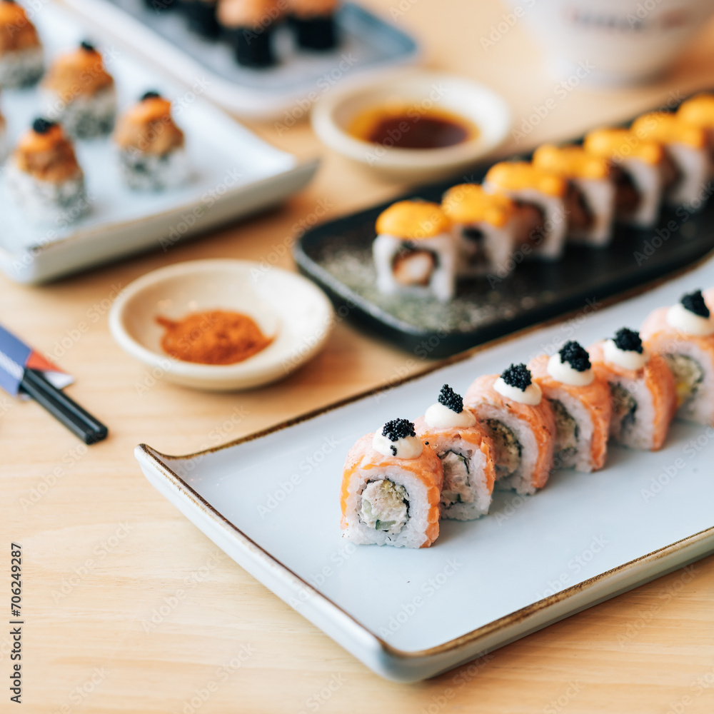 sushi rolls on a plate sushi rolls on a plate