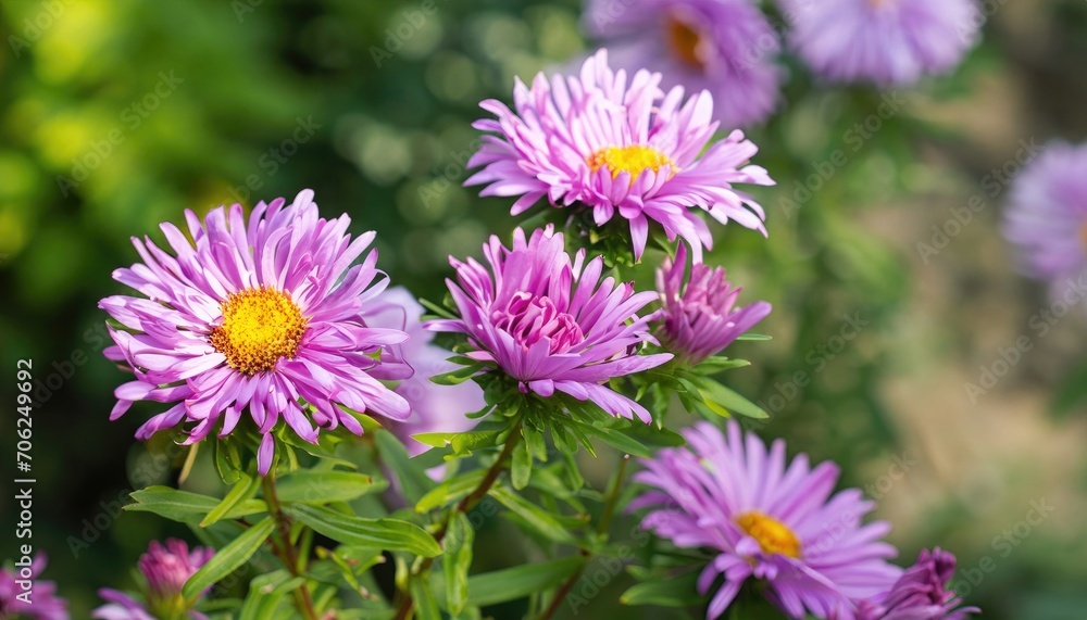 Aster flowering in the garden with copy space Aster flowering in the garden with copy space