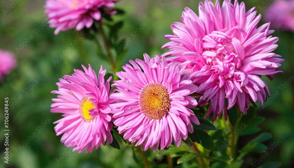 Aster flowering in the garden with copy space Aster flowering in the garden with copy space