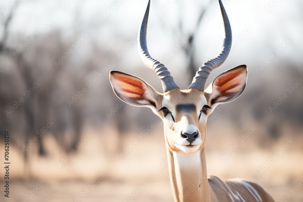 impala with unique horn structure standing apart impala with unique horn structure standing apart
