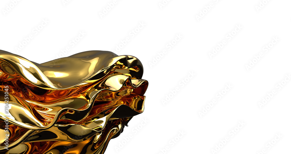 Fototapeta premium Opulent Drapery: Abstract 3D Gold Cloth Illustration for Exquisite Visuals
