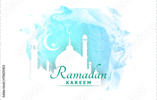 Canvas Print ramadan 2024 banner with white and blue islamic background design