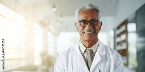 Portrait, mature male and doctor in a hospital for healthcare, surgeon and medical service. Confident, smile and friendly senior man in a clinic for consultation, health professional occupation © MalamboBot/Peopleimages - AI
