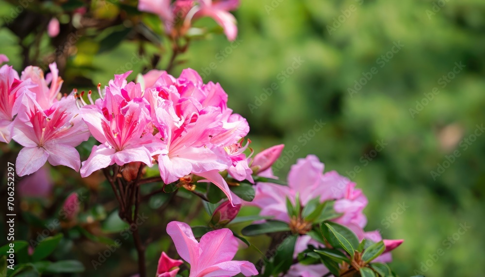Azalea flowering in the garden, with copy space Azalea flowering in the garden, with copy space