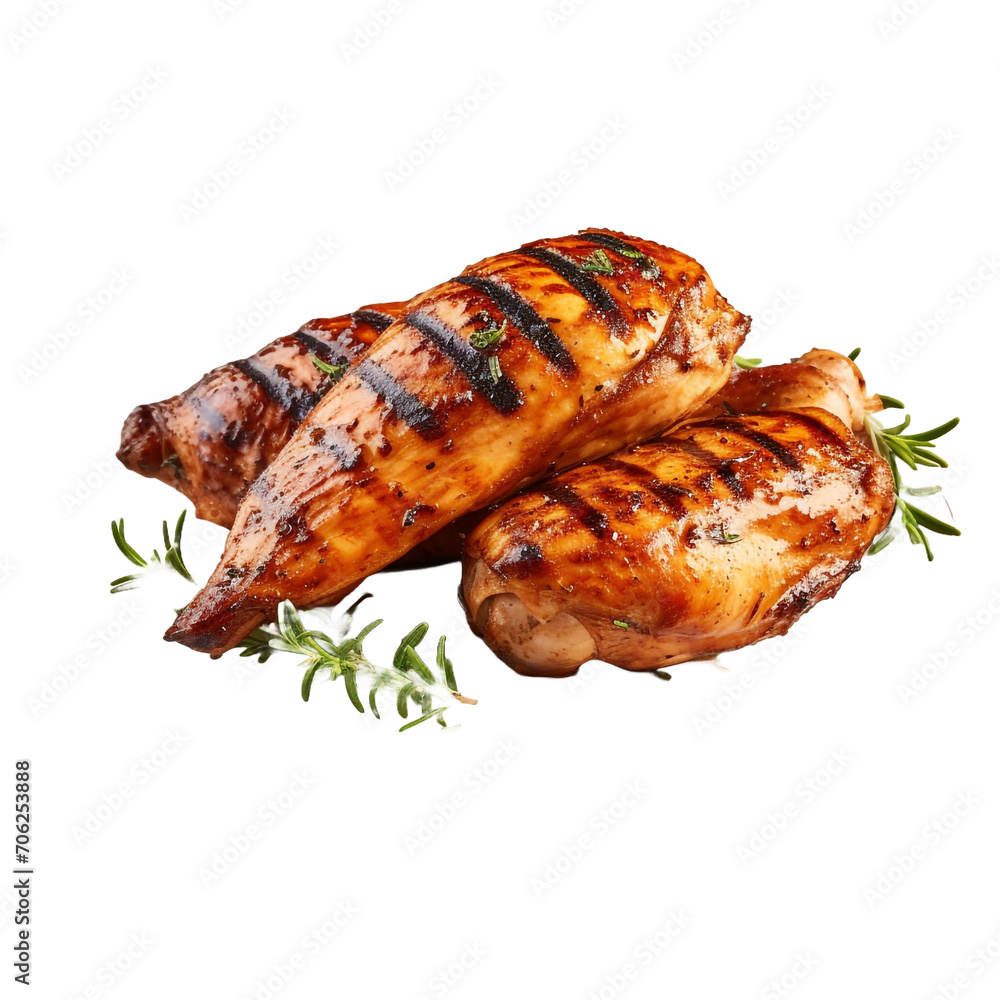 Grilled chicken isolated on transparent background Grilled chicken isolated on transparent background