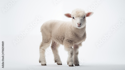 photograph little sheep and lambs on white background