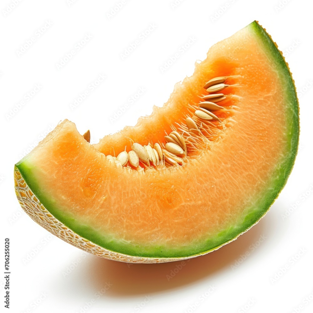 A slice of melon, cut to display its succulent interior A slice of melon, cut to display its succulent interior