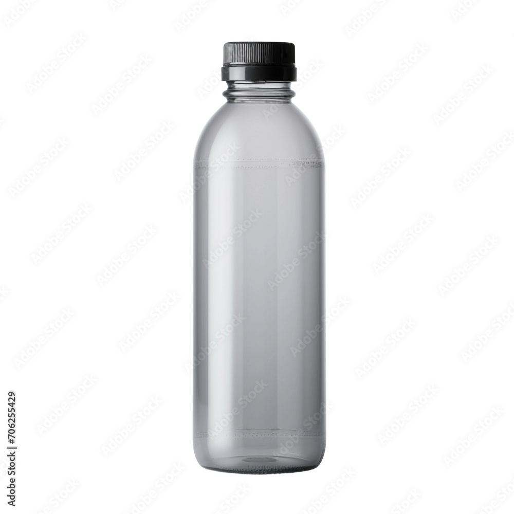 Grey water bottle made of plastic isolated on transparent background Grey water bottle made of plastic isolated on transparent background