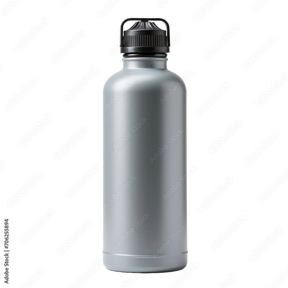Grey water bottle made of plastic isolated on transparent background Grey water bottle made of plastic isolated on transparent background