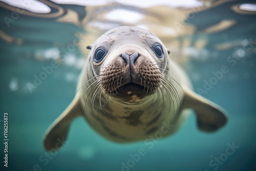 over-under shot of seal near surface