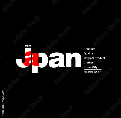 Tokyo, Japan, modern and stylish typography slogan. Abstract design for vector print tee shirt, typography, poster. Inscription in Japanese with the translation in English: Tokyo. Vector illustration.
