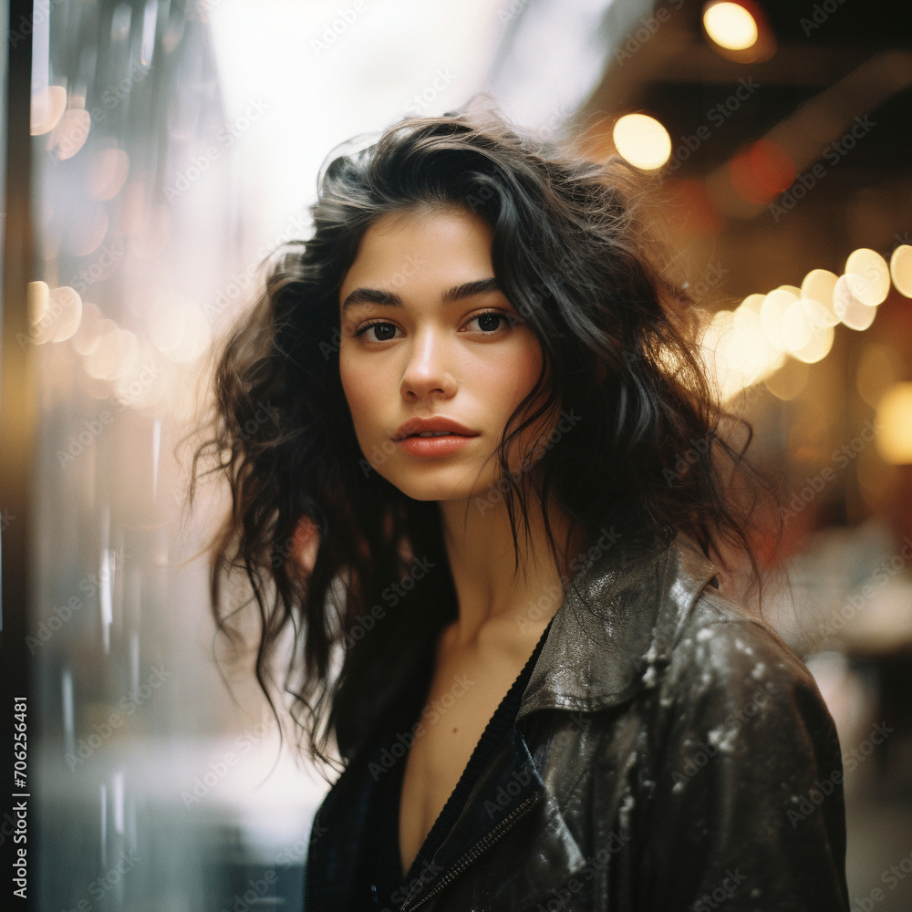 Urban Trendsetter: Fashion Model Strikes a Pose in Bokeh, Generative AI Urban Trendsetter: Fashion Model Strikes a Pose in Bokeh, Generative AI