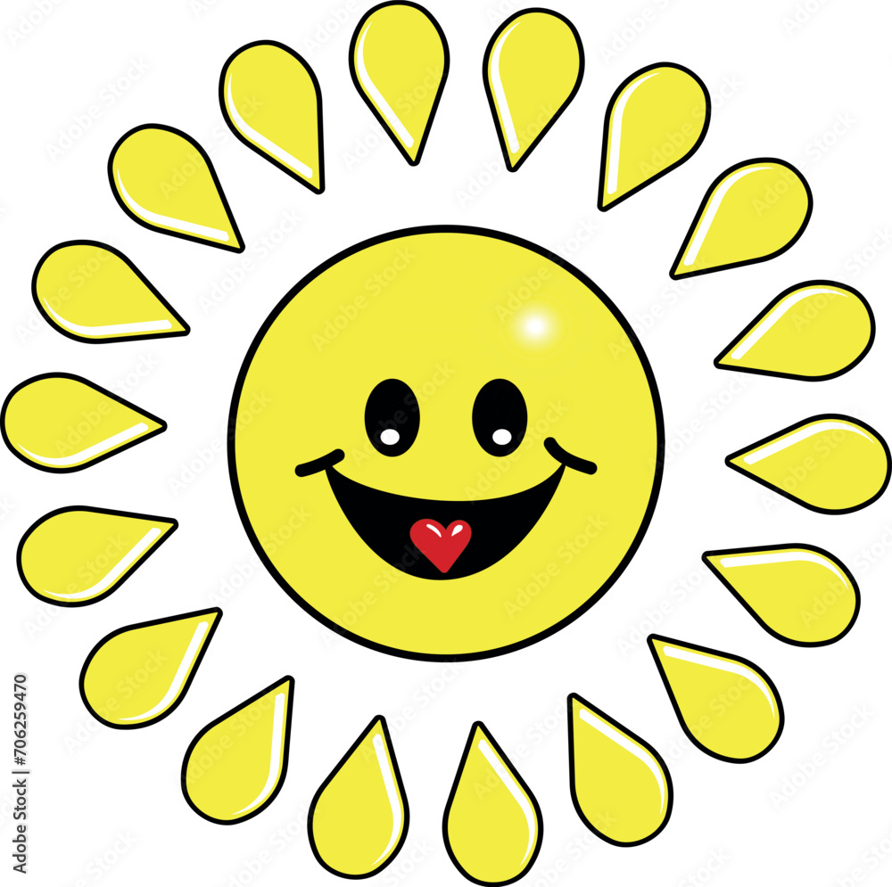 Cool Smile Y2K Stickers funny sun cartoon character for t-shirt or poster design isolated on white background. Happy sticker from 70s. Vector graphic illustration Cool Smile Y2K Stickers funny sun cartoon character for t-shirt or poster design isolated on white background. Happy sticker from 70s. Vector graphic illustration