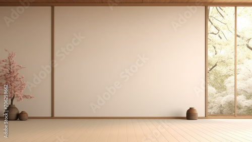 Empty room Clean japanese minimalist room interior