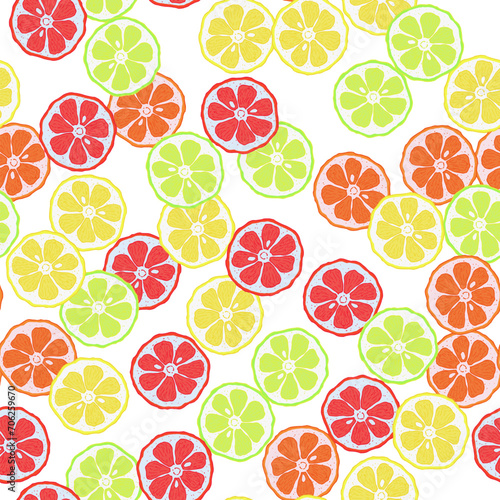 Seamless pattern with citrus fruit slice