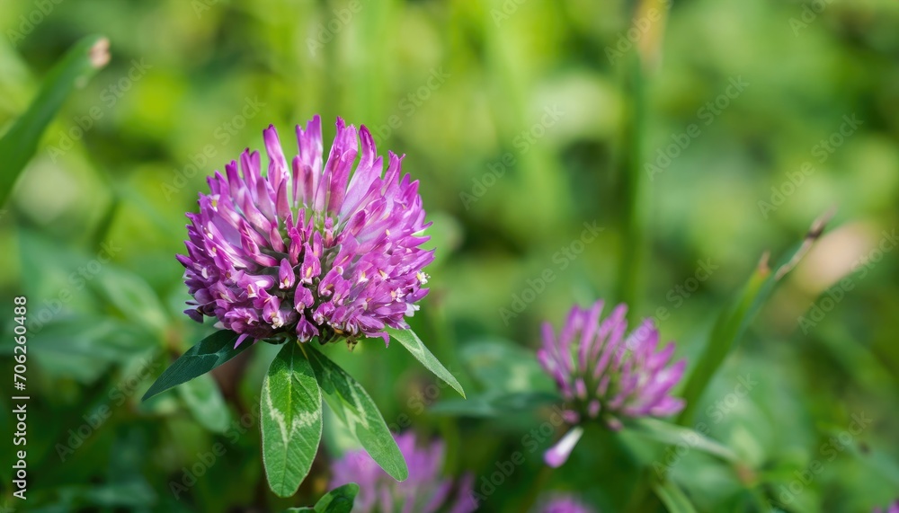 Clover flowering in the garden, with copy space Clover flowering in the garden, with copy space