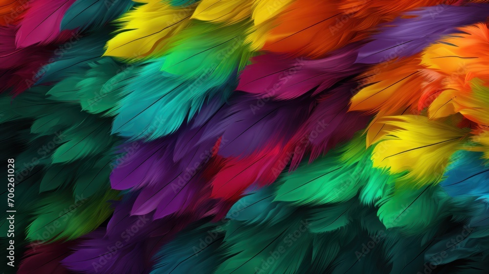 A close up of a bunch of colorful feathers A close up of a bunch of colorful feathers