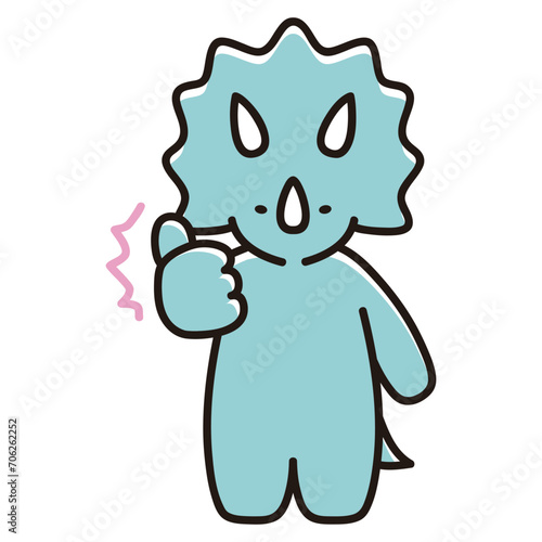 バシッとOKのポーズをとるベビートリケラトプスのイラスト