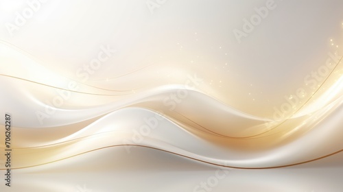Luxury with golden curve light effect decoration and bokeh white background.