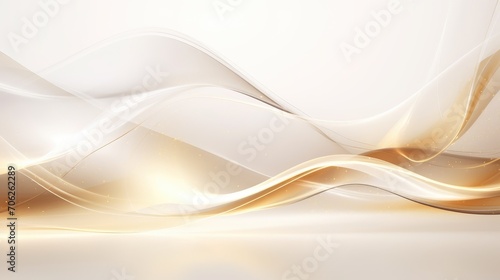 Luxury with golden curve light effect decoration and bokeh white background.
