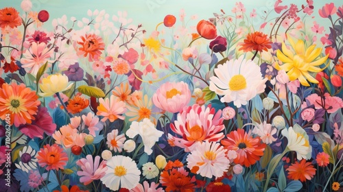 A composition featuring a rich and colorful floral background. © Balqees