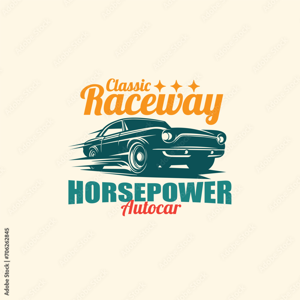 classic muscle car vintage logo design vector illustration