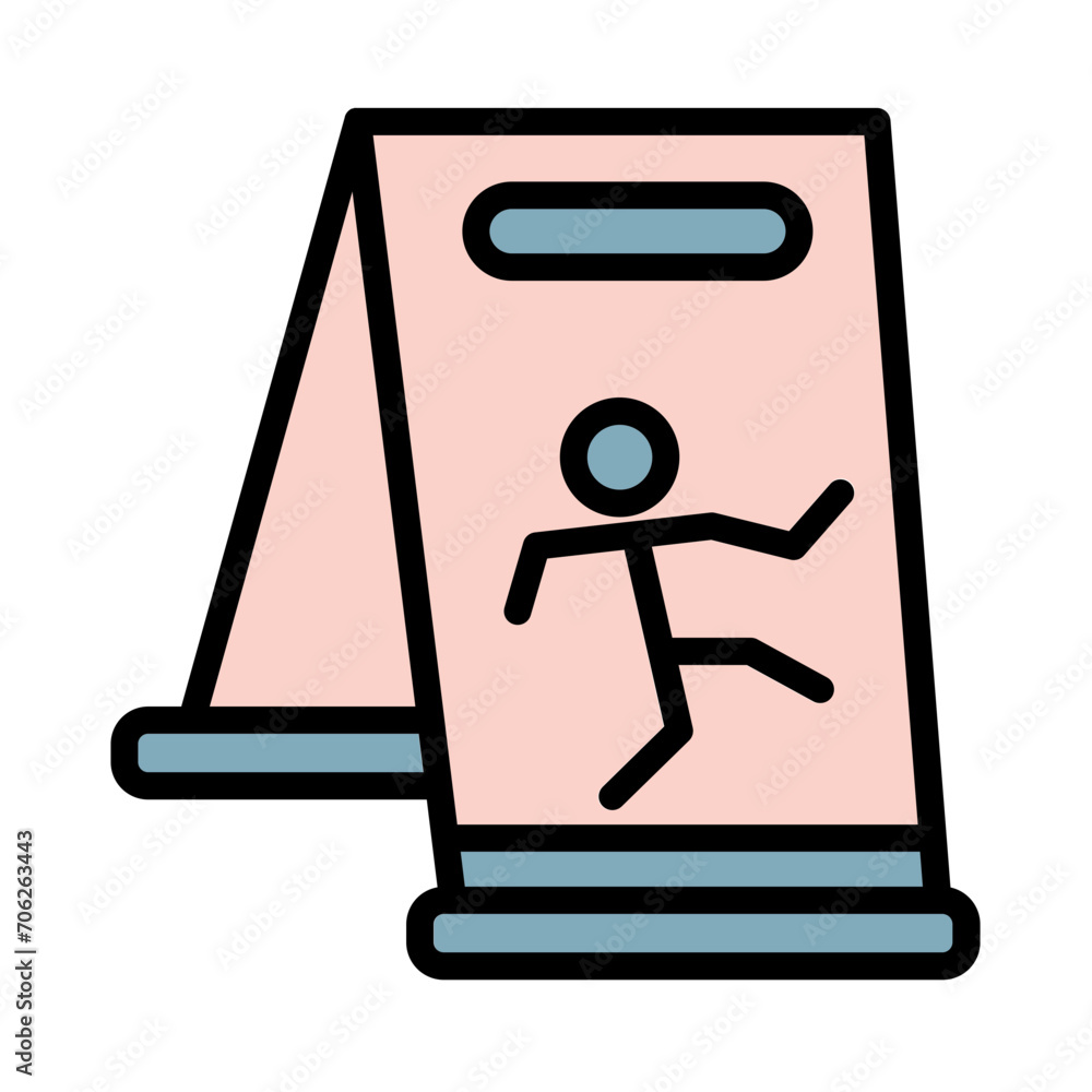 Wet Floor Caution Filled Outline Icon