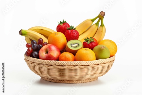  Fruit basket isolated on a white background 