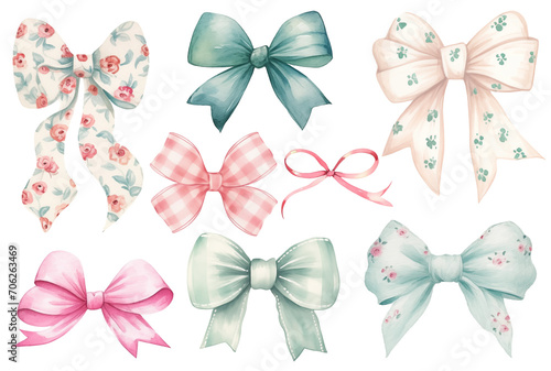 Pink Teal and Lilac Girly Ribbon Bows